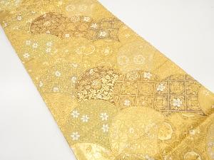 未使用品　青海波に花・古典柄織り出し　袋帯